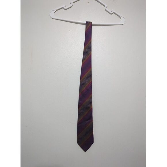 Kenneth Cole New York Mens Striped Silk Necktie Classic Purple Multicolor - Picture 1 of 6